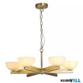   ALADDIN 91341-6SB Lux&Belle 6LT Pendant- Satin Brass Metal & Opal White Glass