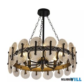   ALADDIN 91481-600BK Lux&Belle 8LT Pendant-Black Metal & Clear Bubble Glass