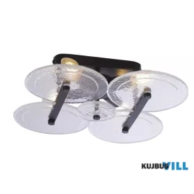   ALADDIN 91483-4BK Lux&Belle 4LT Flush-Black-Metal & Clear Bubble Glass