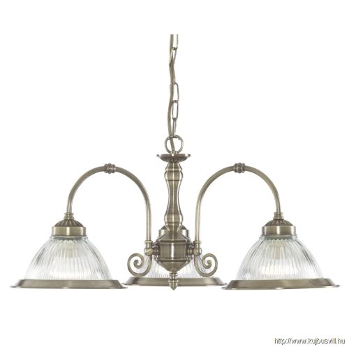 ALADDIN 9343-3 American Diner 3Lt Pendant - Antique Brass > Glass