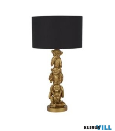 ALADDIN EU1030GO 3 Wise Monkeys Table Lamp - Gold Resin > Black Fabric