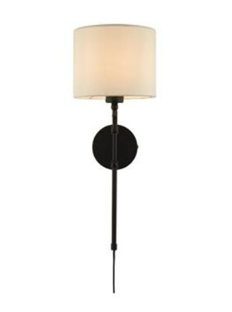 ALADDIN EU12081-1BK Munich Adjustable Wall Light - Matt Black Metal > Linen