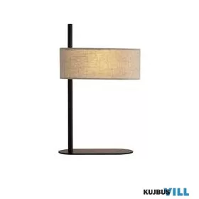   ALADDIN EU30501BK Hessian 1Lt Table Lamp, Black Metal with Linen Shade