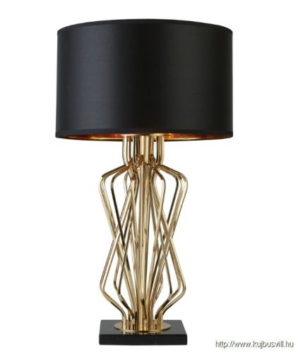 ALADDIN EU4110GO Ethan Table Lamp - Gold, Marble Base > Black Drum Shade