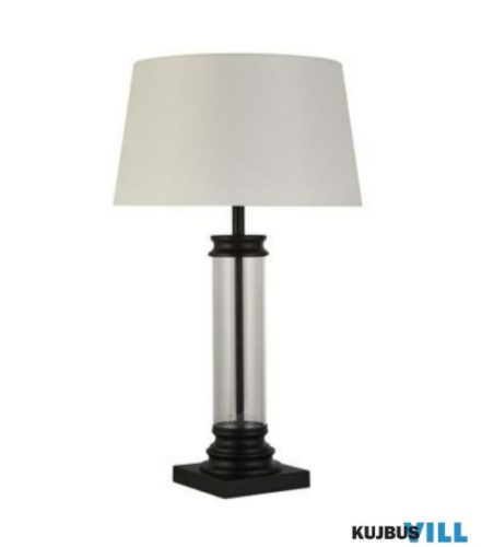 ALADDIN EU5141BK Pedestal Table Lamp - Black Metal, Glass > Fabric Shade