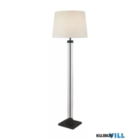   ALADDIN EU5142BK Pedestal Floor Lamp- Black Metal, Glass & White Fabric Shade