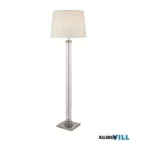   ALADDIN EU5142SS Pedestal Floor Lamp - Satin Silver, Glass & Cream Fabric