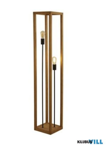 ALADDIN EU54742-2NA Square 2Lt Floor Lamp - Wood > Black Metal