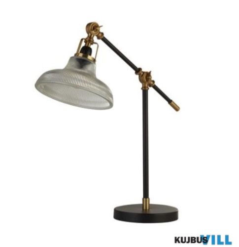 ALADDIN EU60020BK x Berwick Table Lamp - Black > Brass with Clear Ribbed Glass