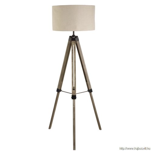 ALADDIN EU6006BR Easel Floor Lamp - Brown Wood Base > Linen Shade