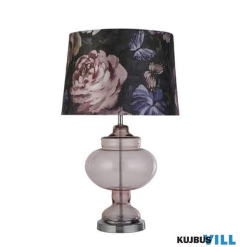 ALADDIN EU60875 Sanderson Table Lamp - Floral Print With Mauve Glass