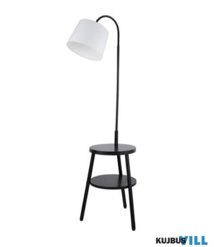 ALADDIN EU74730BK Ridge Floor Lamp - Black Metal, Wood > White Fabric