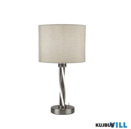 ALADDIN EU7564SS Vegas LED Table Lamp - Satin Silver > Hessian Shade