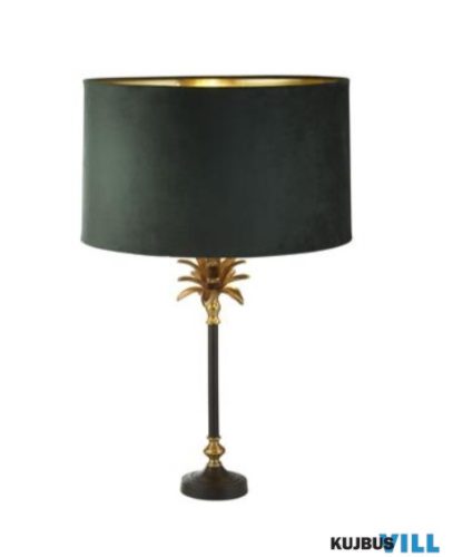 ALADDIN EU81211GR Palm Table Lamp - Black > Brass Metal > Green Velvet Shade