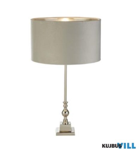 ALADDIN EU81214GY Whitby Table Lamp - Chrome Metal > Grey Velvet Shade