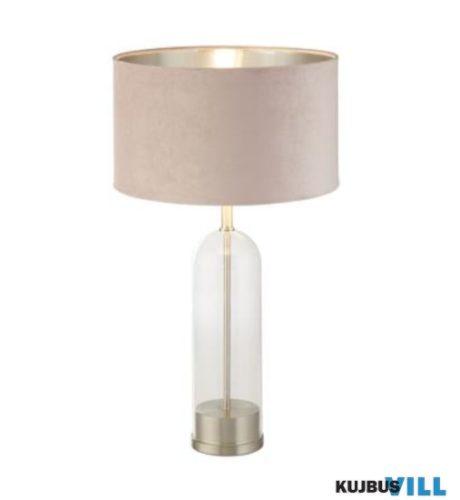 ALADDIN EU81713PI Oxford Table Lamp - Glass, Satin Nickel, Pink Velvet Shade