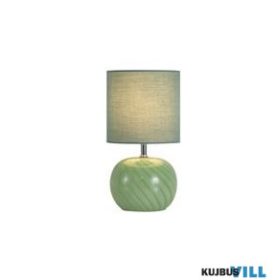   ALADDIN EU85474GR Fete 1Lt Table Lamp, Green Glass with Linen Shade