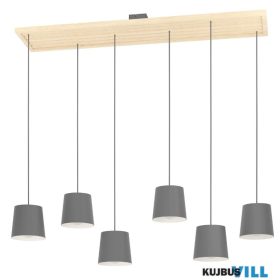 EGLO 390131 Függeszték 6xE27 fek-feh/fa Camarioca