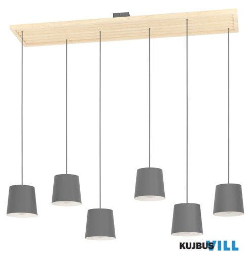 EGLO 390131 Függeszték 6xE27 fek-feh/fa Camarioca
