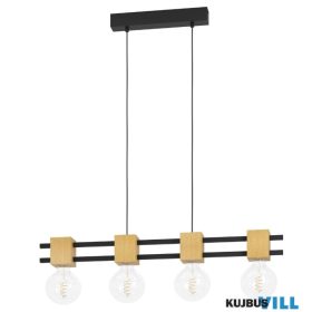 EGLO 390191 Függeszték 4xE27 fekete/fa Levantara