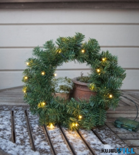 EGLO 410926 Koszorú kült.műf.zöld 3AA Ø38cm 20LED