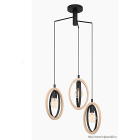EGLO 43463 Függ.E27 3x40W61,5cmfekete/fa Basildon