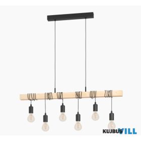 EGLO 43513 Függeszték E27 6x60W fek/fa Townshend