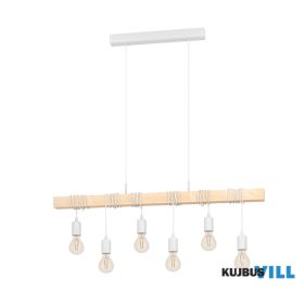 EGLO 43705 Függeszték E27 6x60W feh/fa Townshend