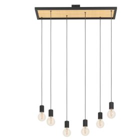 EGLO 43725 Függeszték 6xE27 fekete/fa Consett