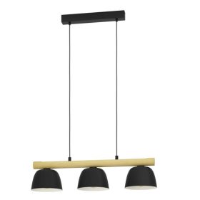 EGLO 43739 Függeszték 3xE27 fekete/fa Sherburn