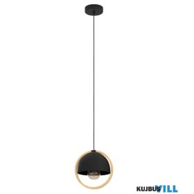 EGLO 43755 Függeszték 1xE27 fekete/fa Callow