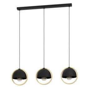 EGLO 43756 Függeszték 3xE27 fekete/fa Callow