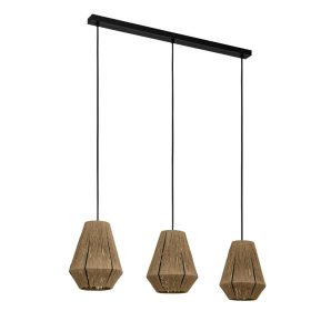 EGLO 43786 Függeszték 3xE27 fekete/natúr Alderney