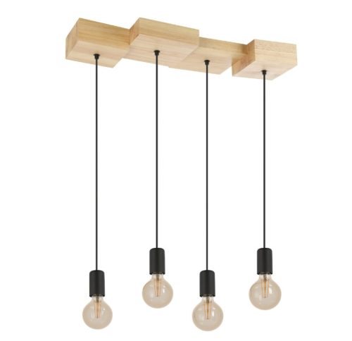 EGLO 43799 HALKIN Függeszték 4xE27 fekete/fa Halkin
