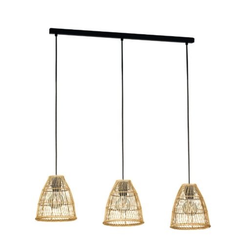 EGLO 43867 AYESGARTH Függeszték 3xE27 fek/rattan Ayesgarth