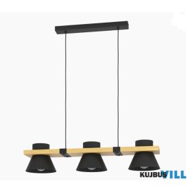 EGLO 43956 Függeszték E27 3x15W fekete/fa Maccles