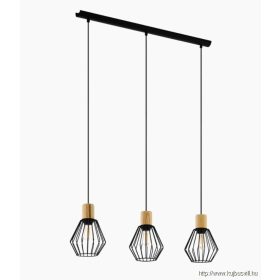 EGLO 44094 Függeszték E27 3x60W fek/fa Palmorla