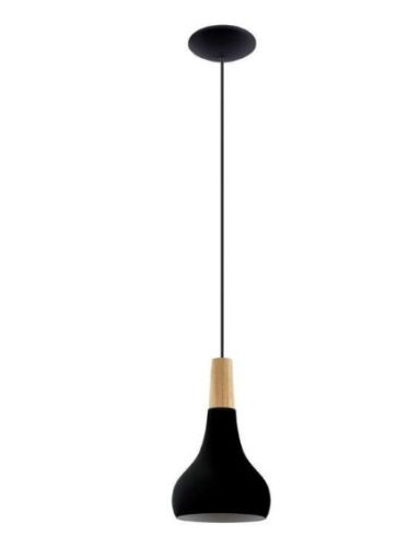 EGLO 900161 Függeszték 1xE27 Ø180 fek/fa Sabinar