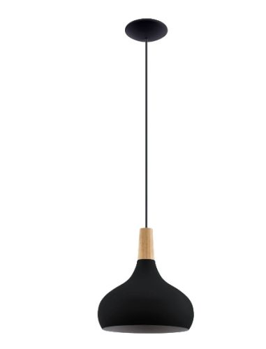EGLO 900162 Függeszték 1xE27 Ø280 fek/fa Sabinar
