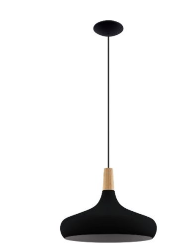 EGLO 900163 Függeszték 1xE27 Ø400 fek/fa Sabinar