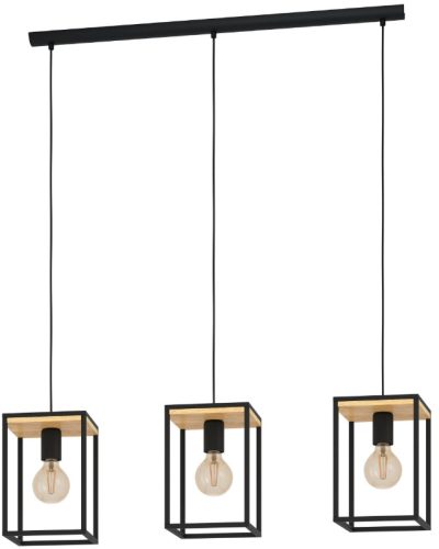 EGLO 99855 Függeszték E27 3x40Wfekete/fa LIBERTAD