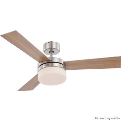 GLOBO 0333 Mennyezeti ventilátor matt króm test ,ezüst,bükk MDF lapát, üveg búra, 2X40W E14, 50Hz, 3 fokozatú,
