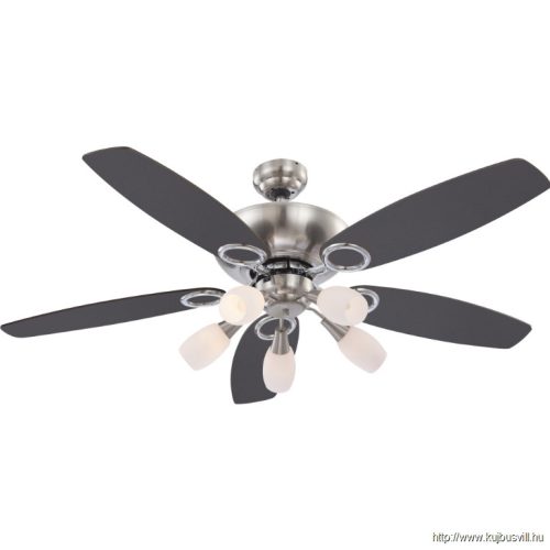 GLOBO 0337 Mennyezeti ventilátor szatén róm test, grafitszürke,bükk MDF lapát ,üveg búra, 5X40W E14, 50Hz, 3 fo
