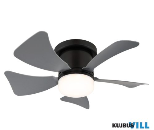 GLOBO 03609A HINES Mennyezeti ventilátor fém fekete matt, műanyag szürke/fehér, dimmelhető, több fokozatban fali kapcsolóval, színrögzítés, távirányító, 1x CR20