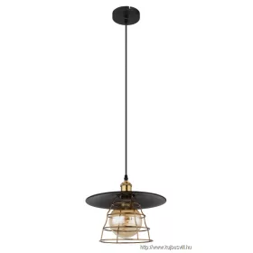   GLOBO 15086BH1 VIEJO Függeszték fém fekete matt, fémháló antik sárgaréz, kábel PV