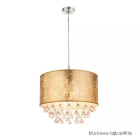   GLOBO 15187H3 AMY Függeszték matt króm/textil antik-arany, akril dekor,D:400,