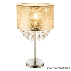   GLOBO 15187T3 AMY Asztali lámpa nikkel  matt, textil arany akril kristály, átt