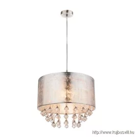   GLOBO 15188H3 AMY I Függeszték matt króm/textil antik- ezüst, akril dekor ø: 400