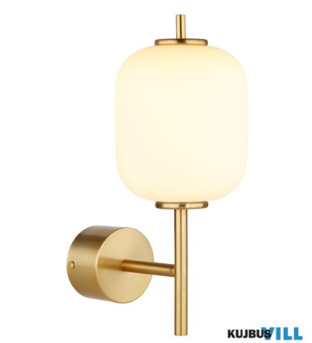 GLOBO 15217W EWALD Fali lámpa fém sárgaréz színű, fehér üveg, fényirány: felfelé, SzxM: 135x325mm, Mélység: 185mm, LED 7W 230V, 779lm forrás, 606lm kimenet, 300