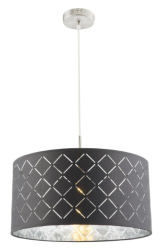 GLOBO 15228H KIDAL Függeszték  textil , fekete-ezüst,D:400, H:1400, exkl. 1xE27